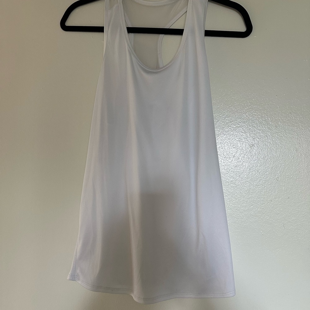 Danskin White Racerback Tank | Size L | Lightweight Flowy Workout Top